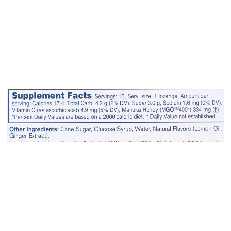 Manuka Health - Loz Honey Mgo 400+lem Ginger - 1 Each 1-15 Ct - GreatEagleInc
