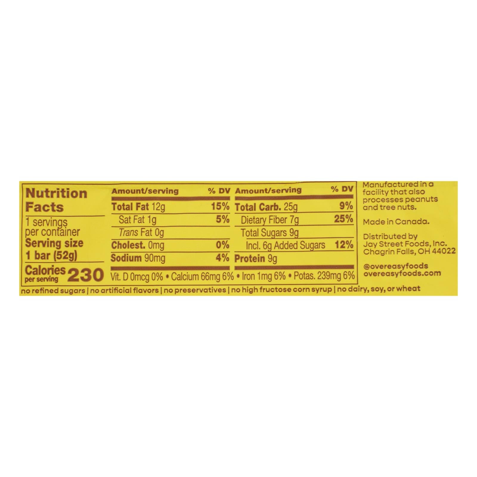 Over Easy - Breakfast Bar Banana Nut - Case Of 12-1.8 Oz - GreatEagleInc