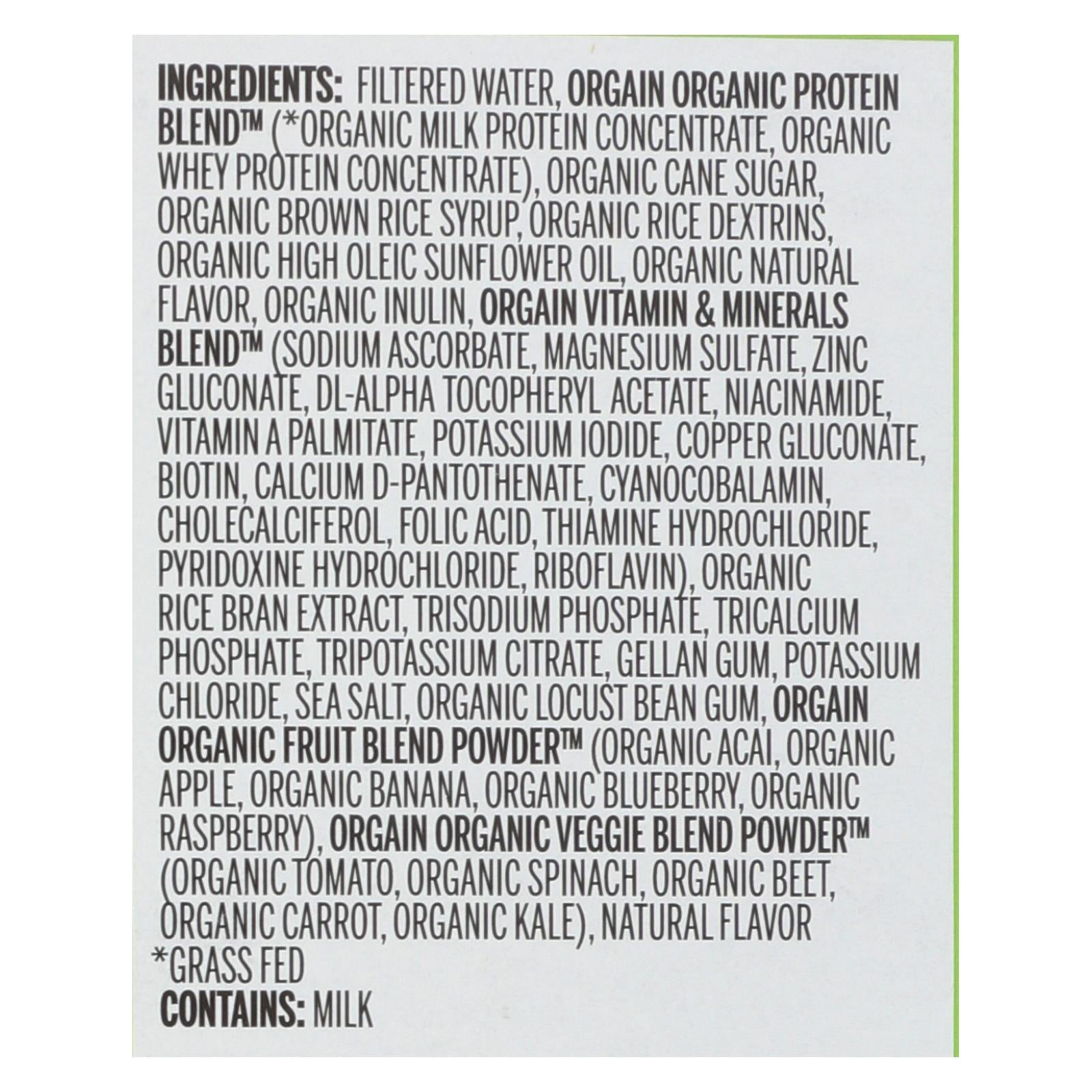 Orgain Organic Nutrition Shake - Vanilla Bean - 11 Fl Oz - Case Of 12 - GreatEagleInc