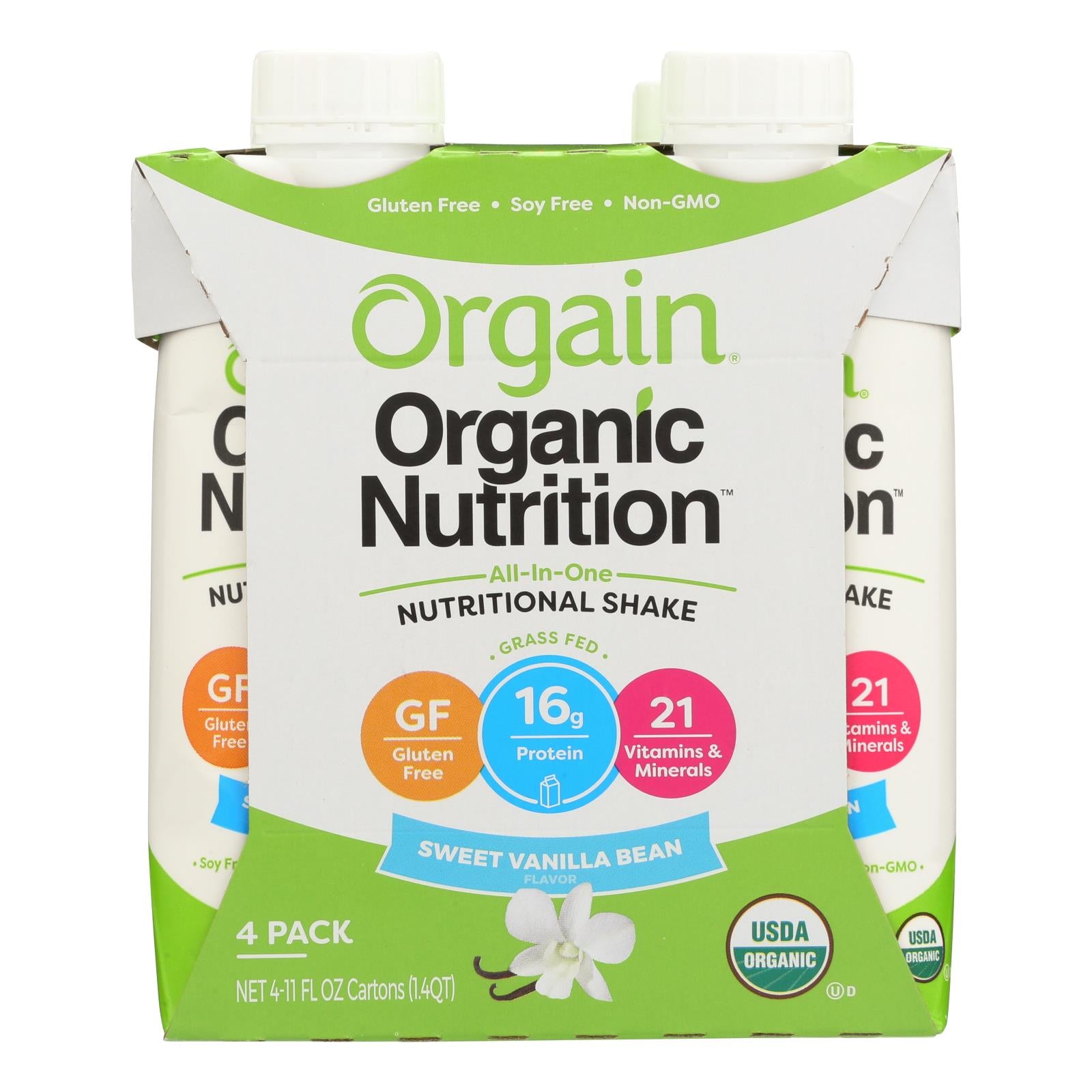 Orgain Organic Nutrition Shake - Vanilla Bean - 11 Fl Oz - Case Of 12 - GreatEagleInc