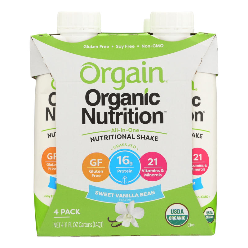 Orgain Organic Nutrition Shake - Vanilla Bean - 11 Fl Oz - Case Of 12 - GreatEagleInc