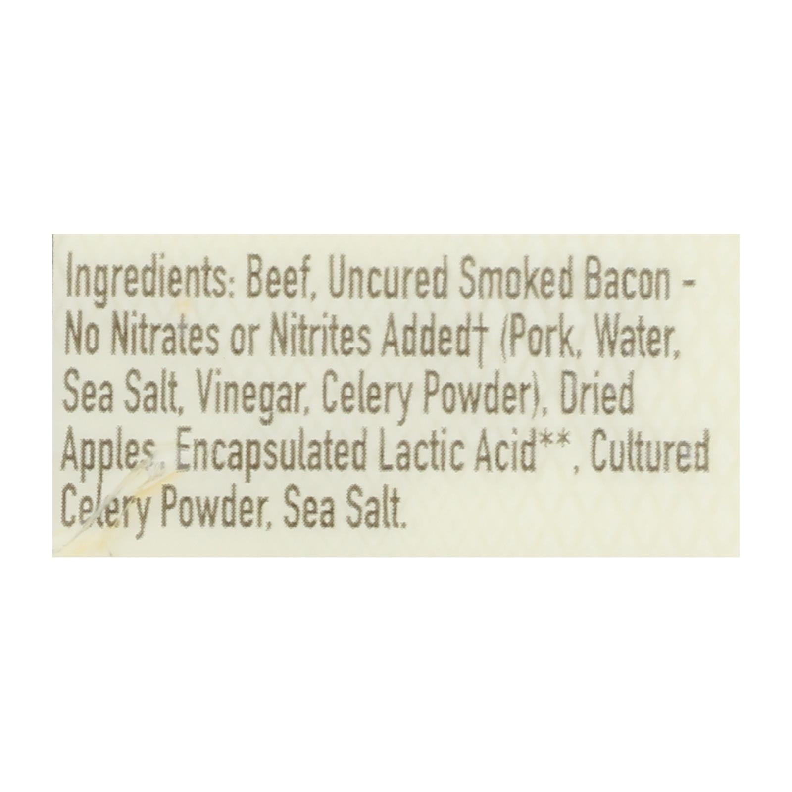Epic - Bar Beef Apple Uncured Bacon - Case Of 12-1.3 Oz - GreatEagleInc