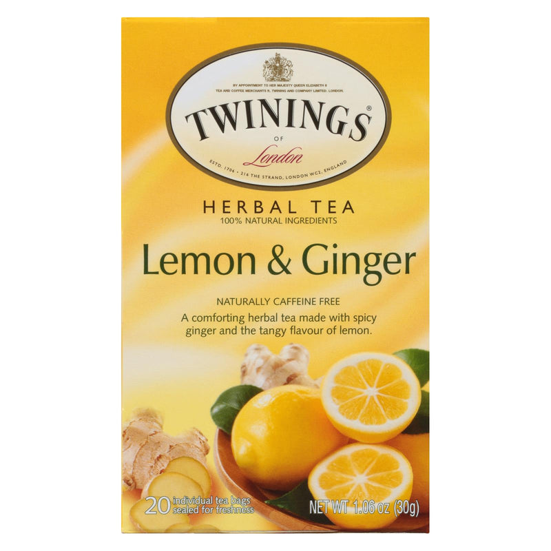Twinings Tea Green Tea - Lemon And Ginger - Case Of 6 - 20 Bags - GreatEagleInc