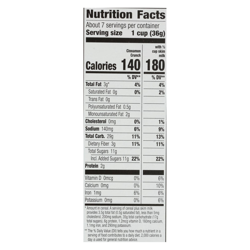 Cascadian Farm Organic Cereal - Cinnamon Crunch - Case Of 10 - 9.2 Oz - GreatEagleInc