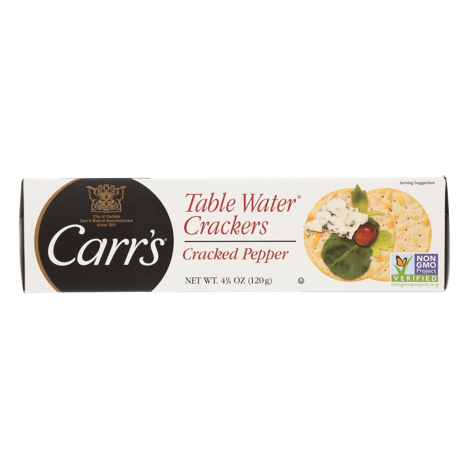 Carr's Table Water Crackers - Bite Size With Cracked Pepper - Case Of 12 - 4.25 Oz - GreatEagleInc