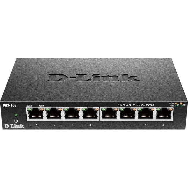 D-Link DGS-108 8 Port Gigabit Unmanaged Metal Desktop Switch Default Title