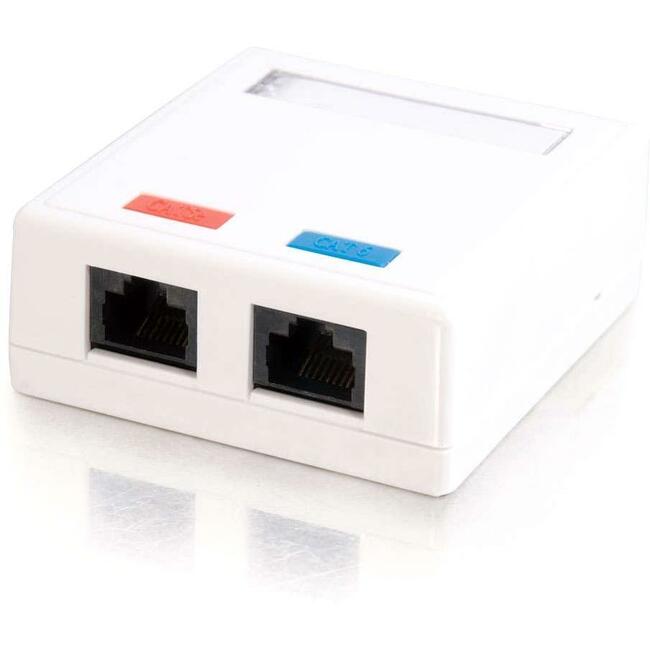 C2G 2-Port Cat5E Surface Mount Box - White - GreatEagleInc