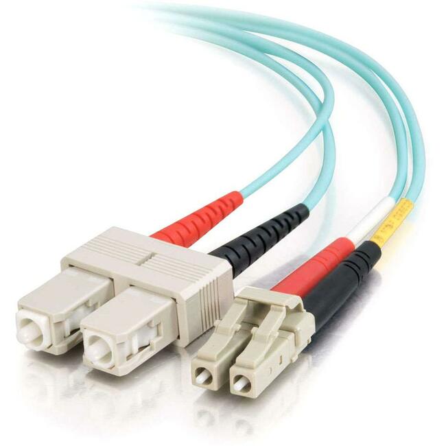 C2G 3m LC-SC 10Gb 50/125 Duplex Multimode OM3 Fiber Cable - Aqua - 10ft - Computers & Electronics