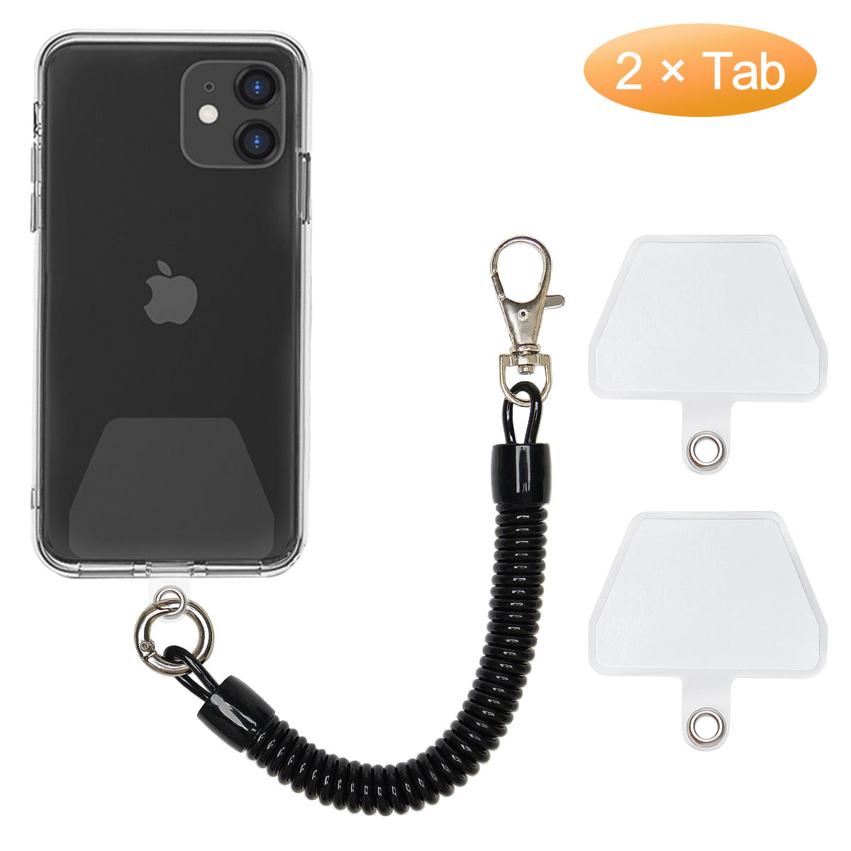 Polyester Adjustable Webbing Lanyard Transparent Wrist Lanyard Gasket Hanging Neck Sling Multifunctional Mobile Phone Rope Black With Clear Gasket
