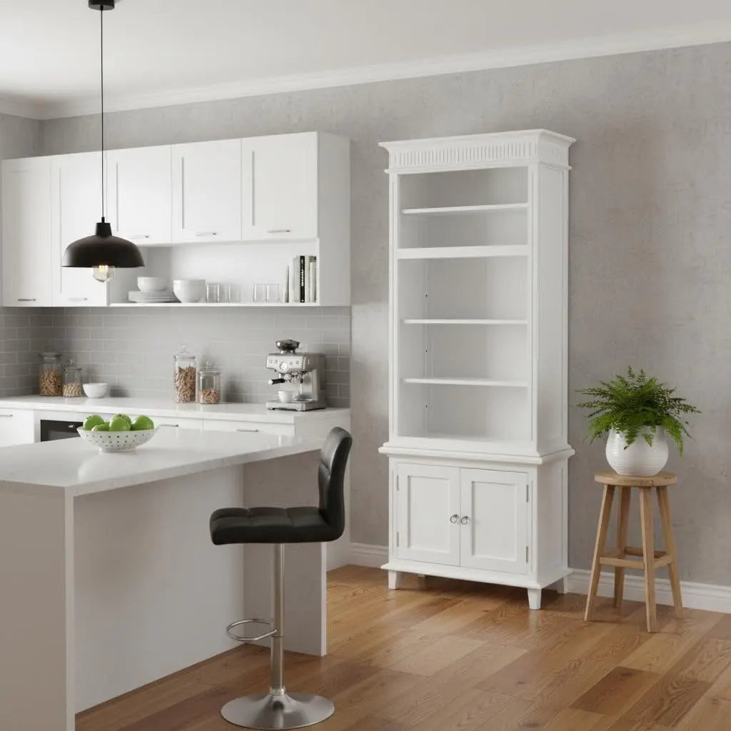87" Antiqued White Solid Wood Seven Door Pantry Or Storage Closet Homeroots Kitchen & Dining