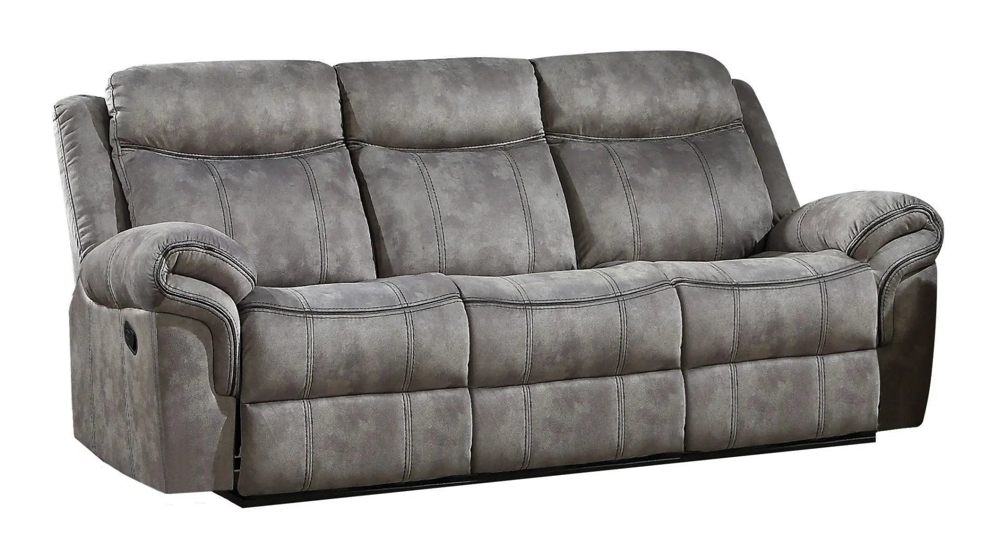 87" Gray Velvet Reclining USB Sofa With Black Legs Homeroots Living Room