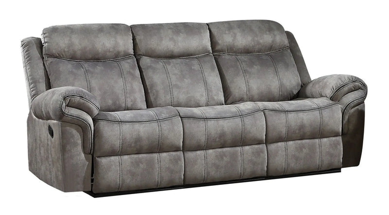 87" Gray Velvet Reclining USB Sofa With Black Legs Homeroots Living Room