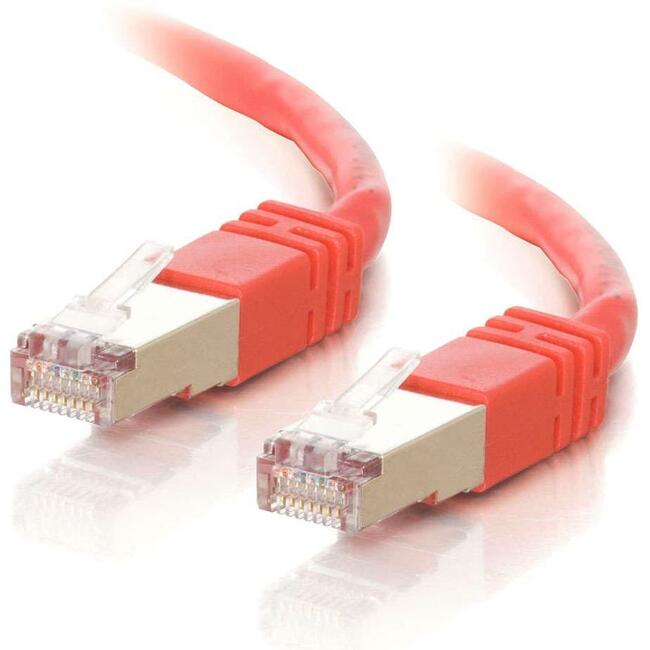 C2G-100ft Cat5e Molded Shielded (STP) Network Patch Cable - Red - GreatEagleInc