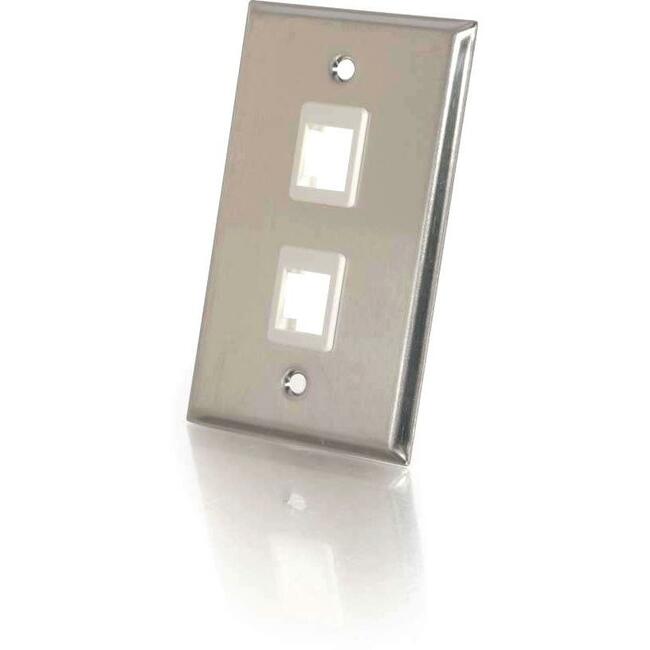 C2G 2-Port Single Gang Multimedia Keystone Wall Plate - Stainless Steel - Computers & Electronics