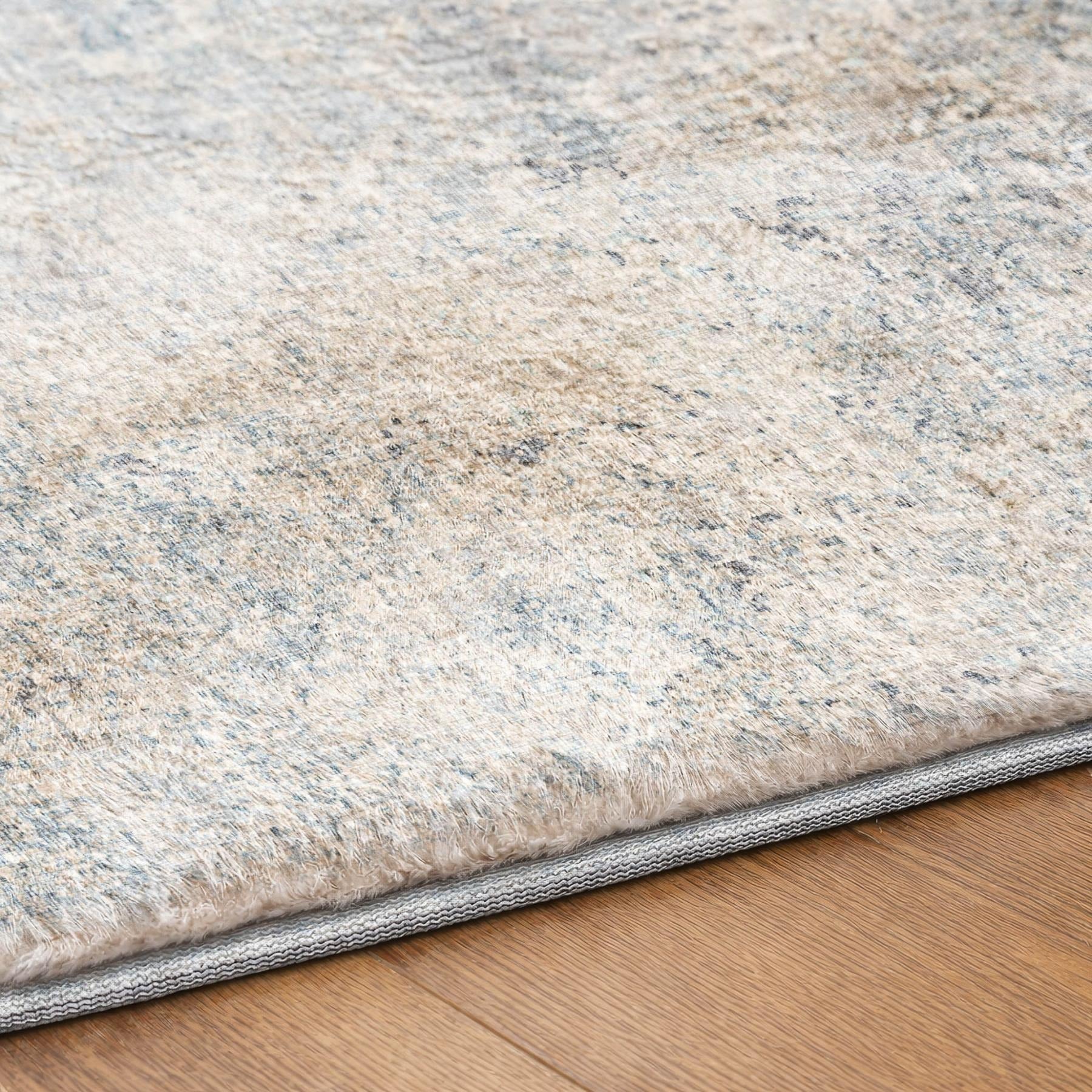 3' X 5' Blue And Ivory Abstract Shag Washable Area Rug With UV Protection - Home & Garden