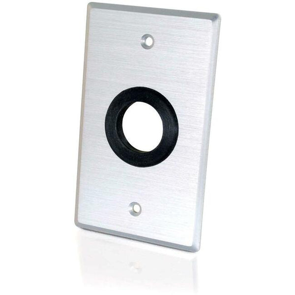 C2G 1in Grommet Cable Pass Through Single Gang Wall Plate - Brushed Aluminum - GreatEagleInc