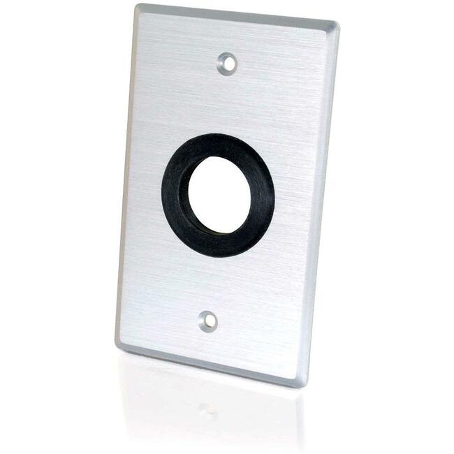 C2G 1in Grommet Cable Pass Through Single Gang Wall Plate - Brushed Aluminum - GreatEagleInc