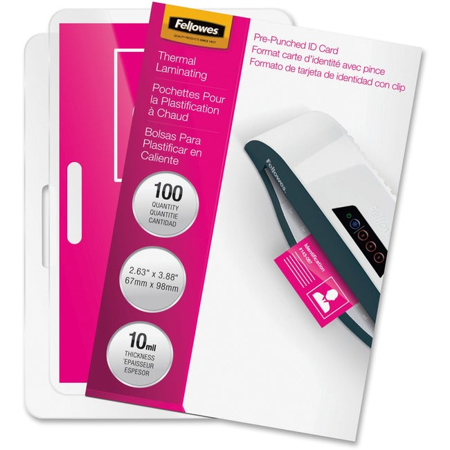 Fellowes Glossy Pouches - ID Tag punched, 10 mil, 100 pack - Computers & Electronics