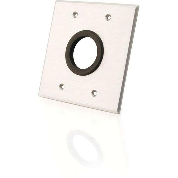 C2G 1.5in Grommet Cable Pass Through Double Gang Wall Plate - Brushed Aluminum Default Title