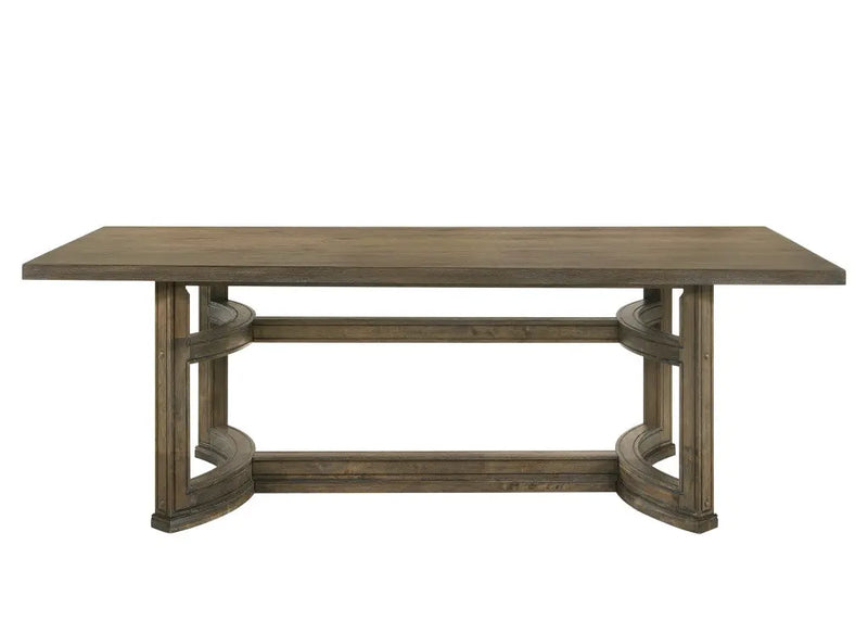 88" Oak Wood Trestle Base Dining Table Homeroots Kitchen & Dining