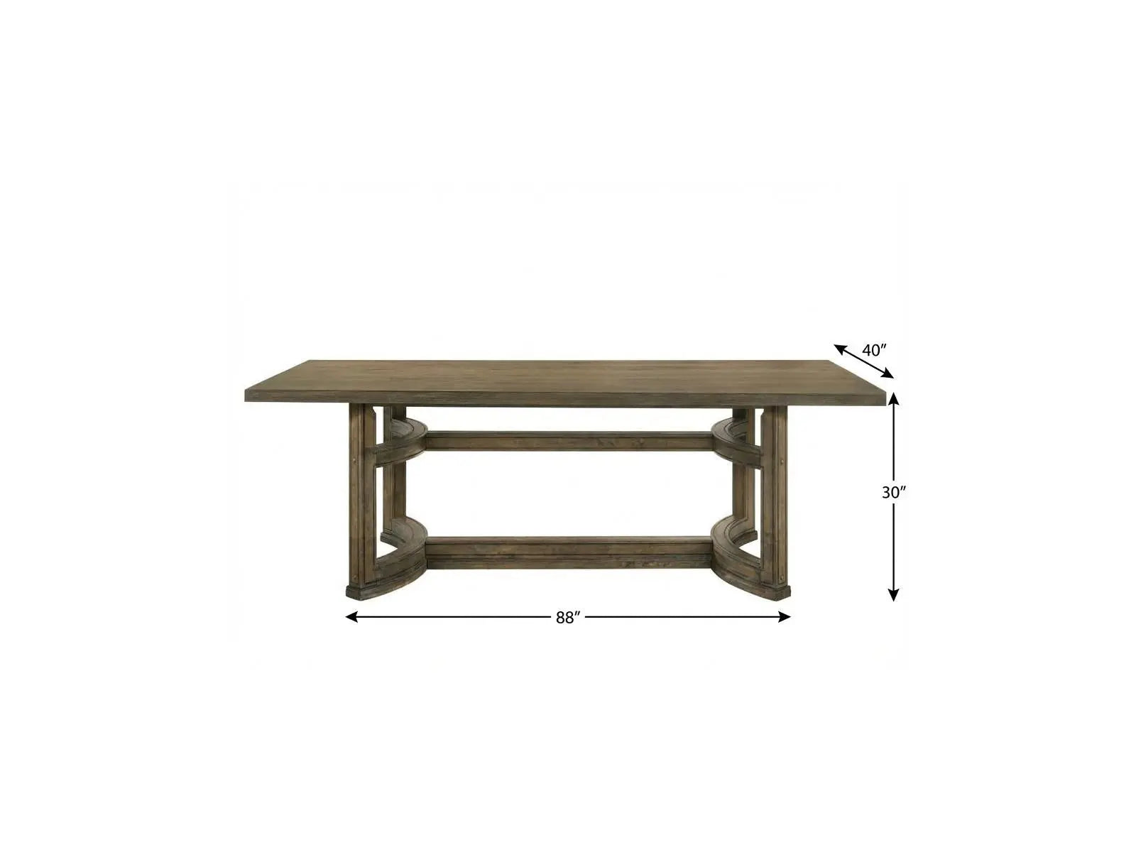 88" Oak Wood Trestle Base Dining Table Homeroots Kitchen & Dining
