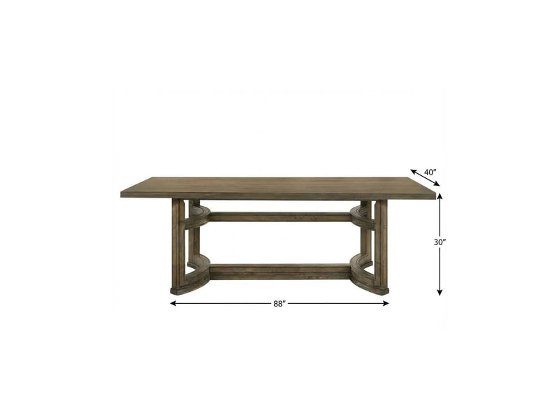 88" Oak Wood Trestle Base Dining Table Homeroots Kitchen & Dining