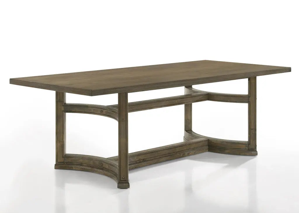 88" Oak Wood Trestle Base Dining Table Homeroots Kitchen & Dining
