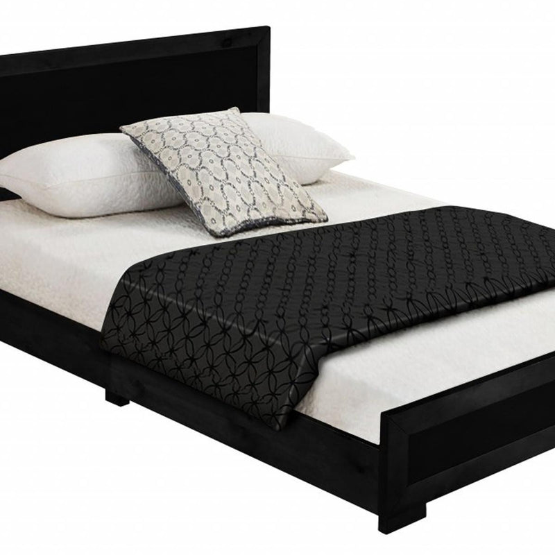 Black Solid and Manufactured Wood King Bed Frame - Bed & Bath