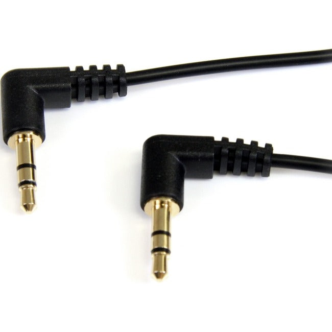 StarTech.com 3 ft Slim 3.5mm Right Angle Stereo Audio Cable - M/M - GreatEagleInc