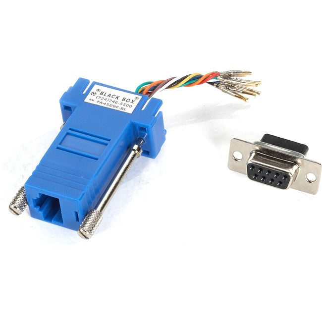 Black Box DB9 Colored Modular Adapter (Unassembled), Female to RJ-45, 8-Wire, Blue - GreatEagleInc