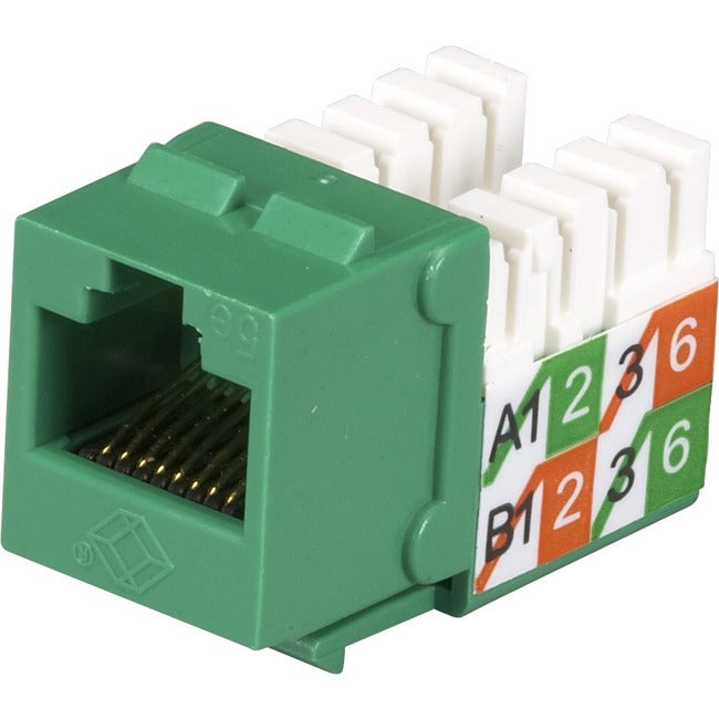 Black Box GigaBase2 CAT5e Jack, Universal Wiring, Green, Single-Pack - GreatEagleInc
