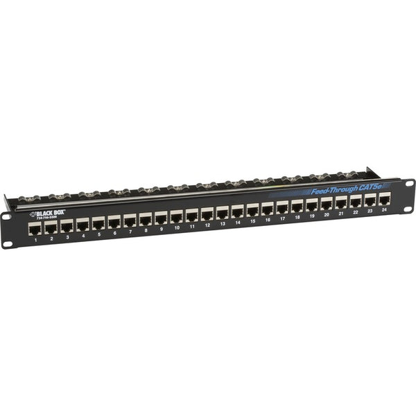 Black Box Feed-Through 24 Port Cat 5e Network Patch Panel - GreatEagleInc