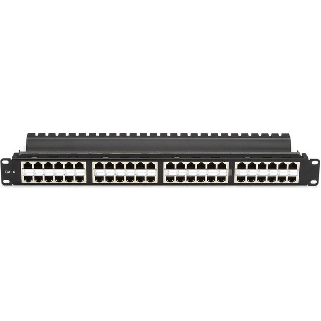 Black Box SpaceGAIN CAT5e High-Density Feed-Through Patch Panel, Shielded, 48-Port, 1U