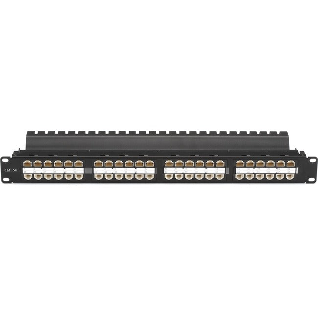 Black Box SpaceGAIN CAT5e High-Density Feed-Through Patch Panel, Unshielded, 48-Port, 1U