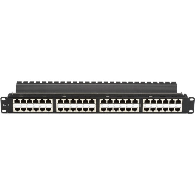 Black Box SpaceGAIN CAT6 High-Density Feed-Through Patch Panel, Shielded, 48-Port, 1U