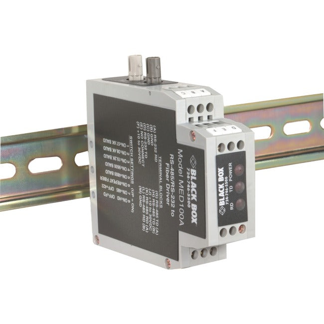 Black Box DIN Rail RS-232/RS-485 To Fiber Driver - GreatEagleInc