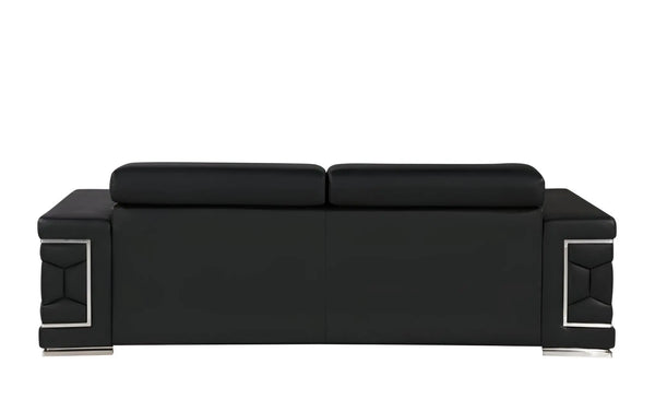 89" Black Leather Sofa With Silver Legs Homeroots Living Room
