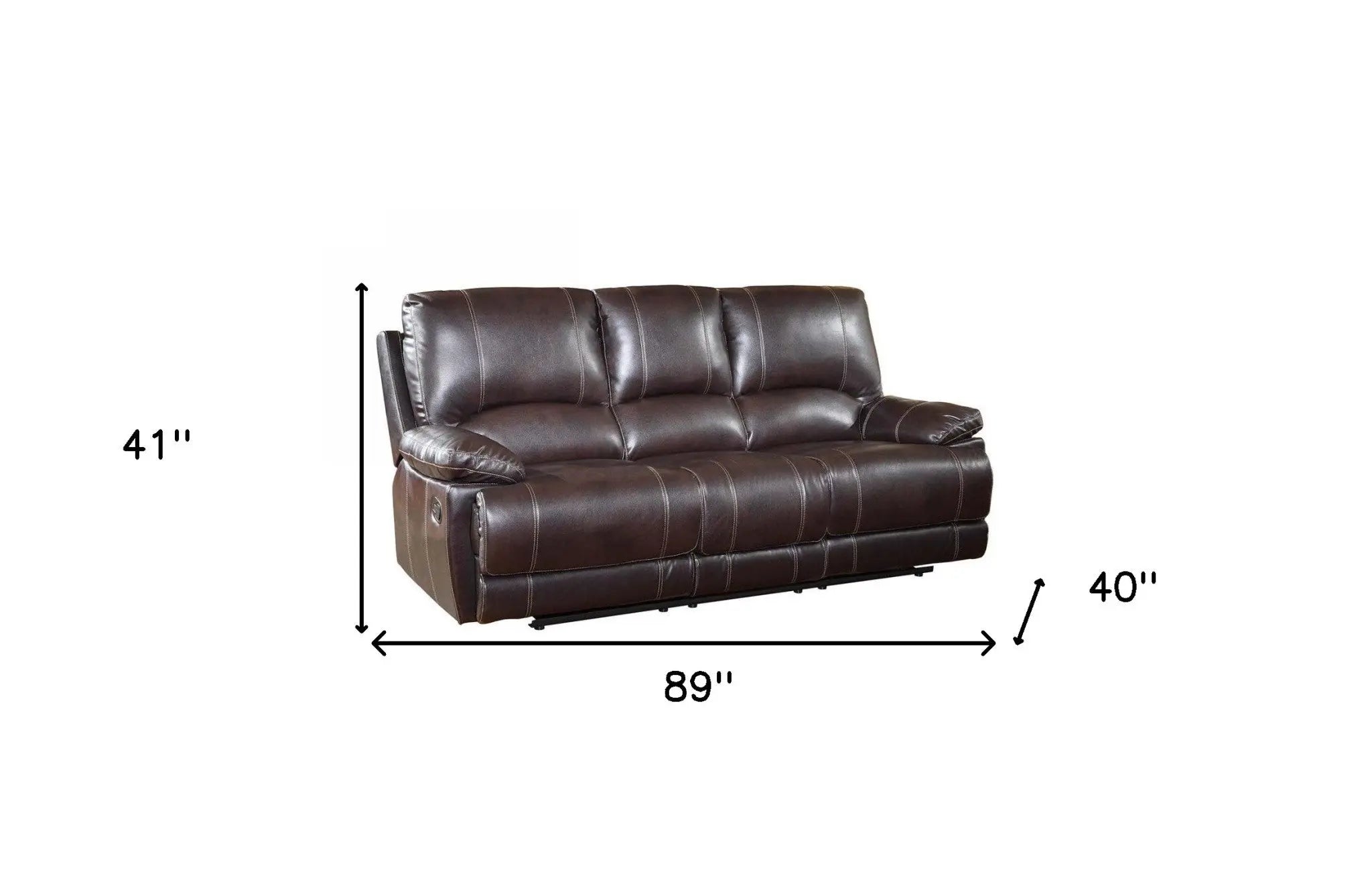 89" Brown Microfiber Reclining Sofa With Black Legs Homeroots Living Room