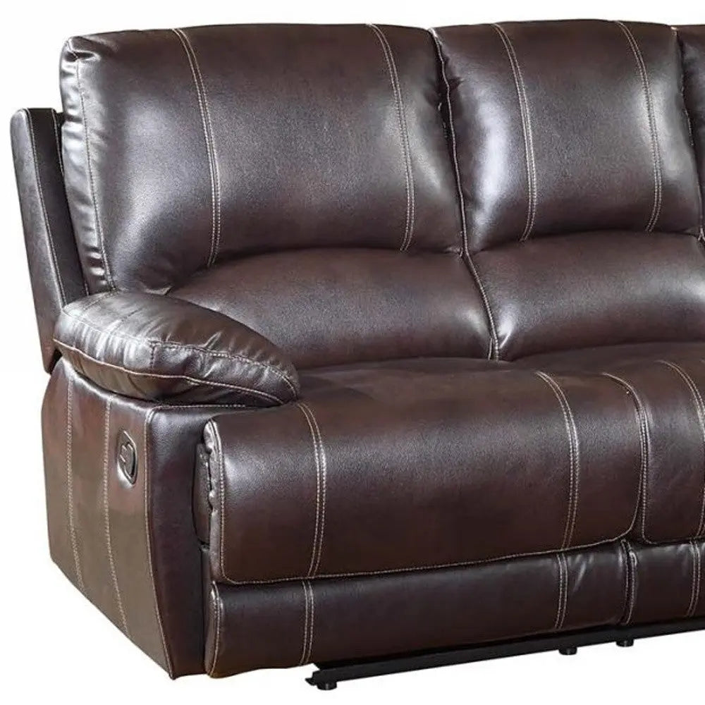 89" Brown Microfiber Reclining Sofa With Black Legs Homeroots Living Room