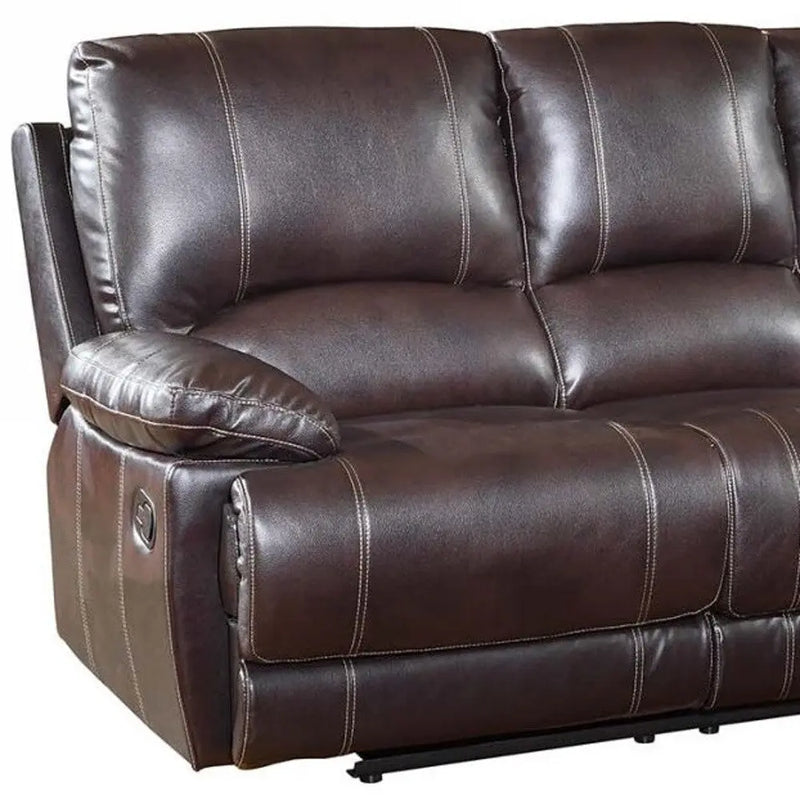 89" Brown Microfiber Reclining Sofa With Black Legs Homeroots Living Room