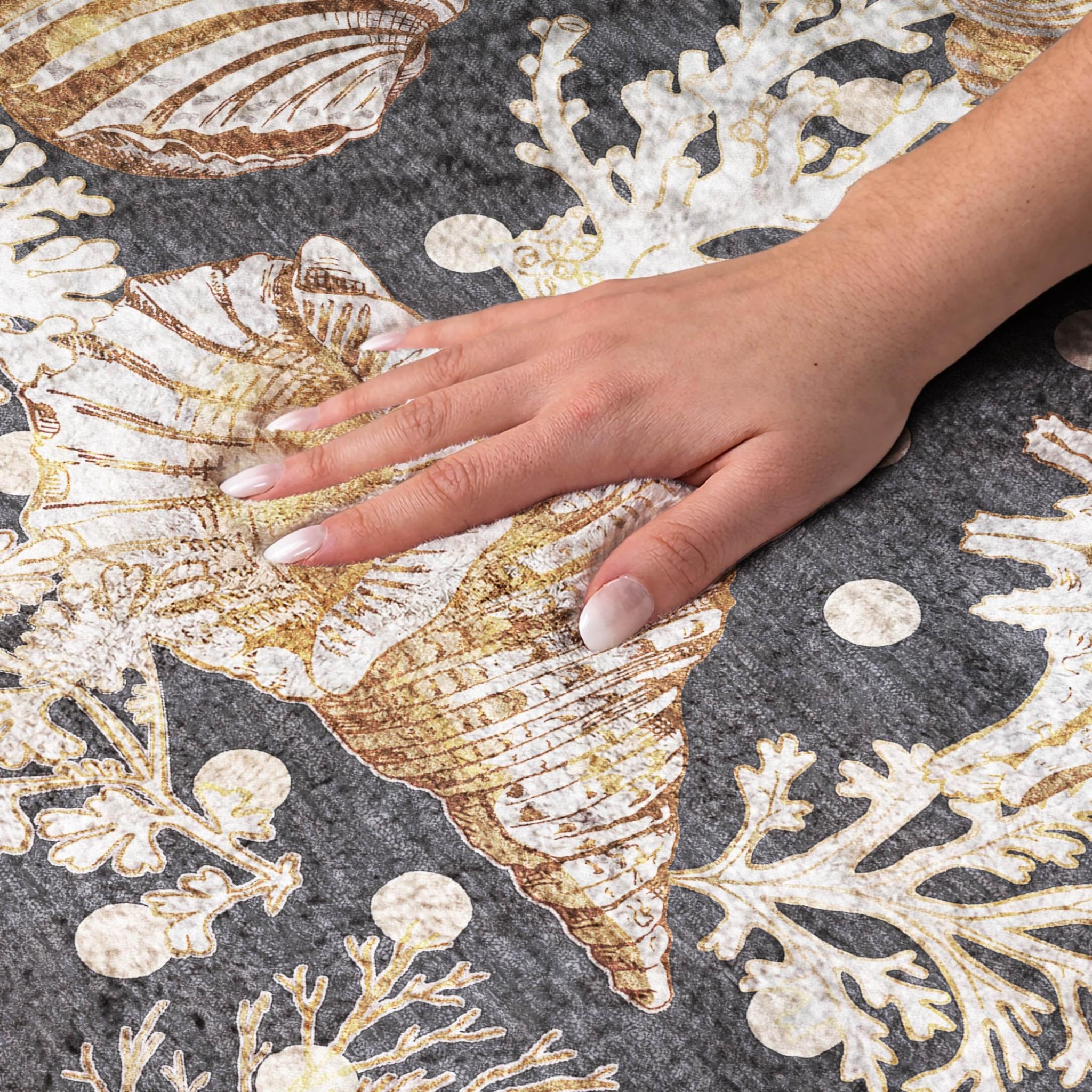 10' X 14' Midnight And Chocolate Animal Print Shag Washable Area Rug With UV Protection - Home & Garden