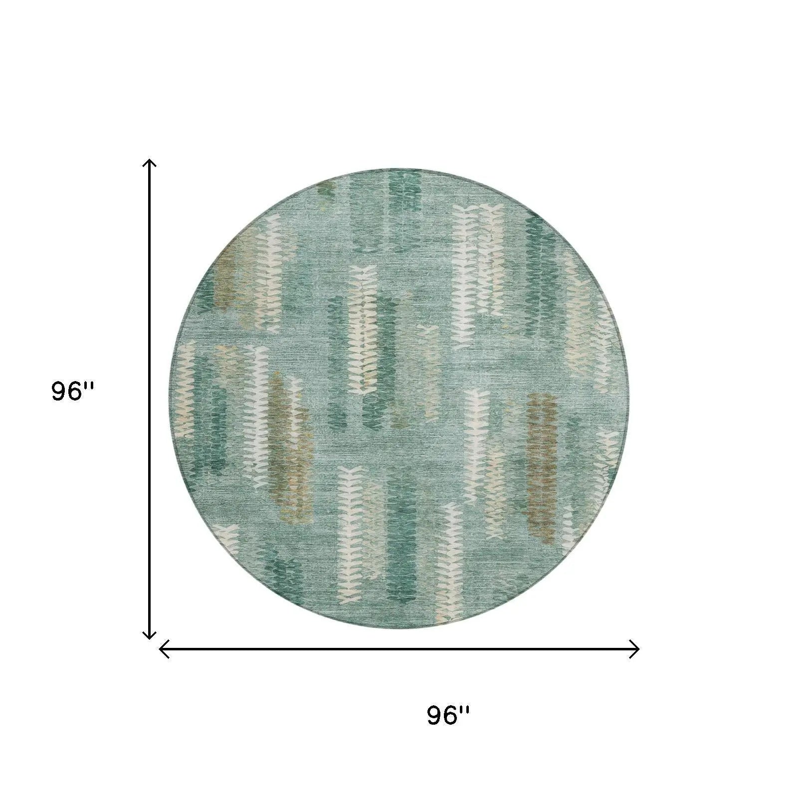 8' Aqua And Teal Blue Round Abstract Washable Indoor Outdoor Area Rug Homeroots Outdoor