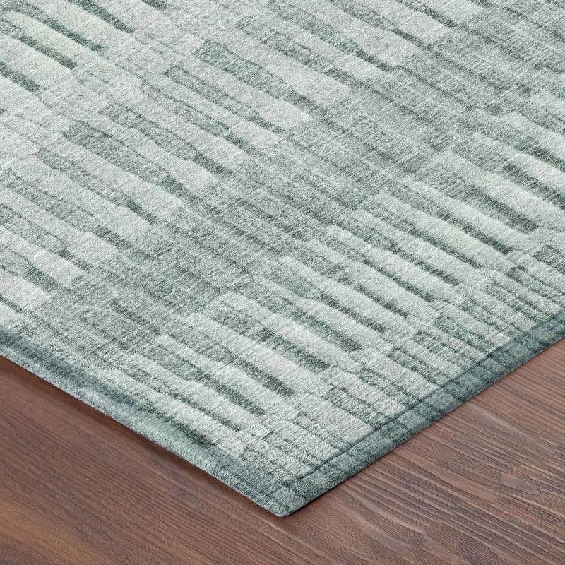 8' Aqua And Teal Blue Round Striped Washable Indoor Outdoor Area Rug Homeroots Outdoor