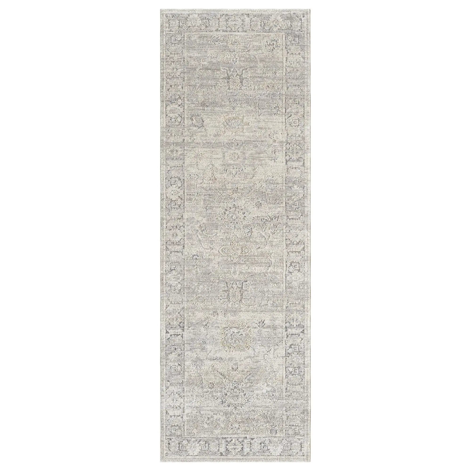 8' Beige And Blue Abstract Runner Rug Homeroots Home Decor