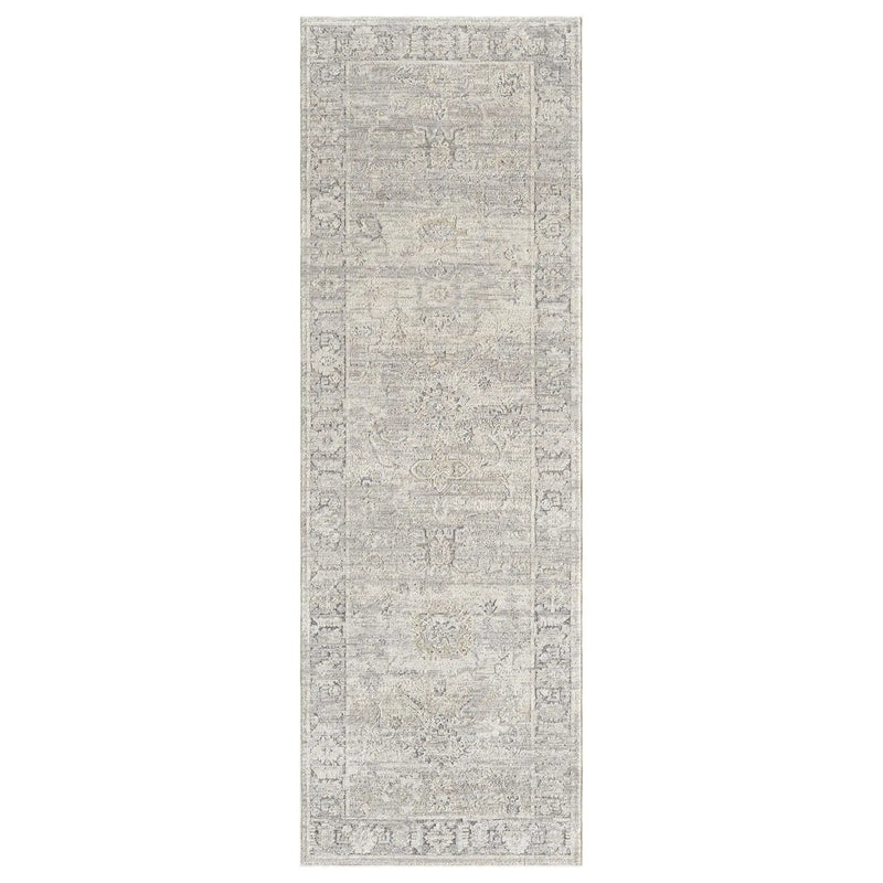 8' Beige And Blue Abstract Runner Rug Homeroots Home Decor