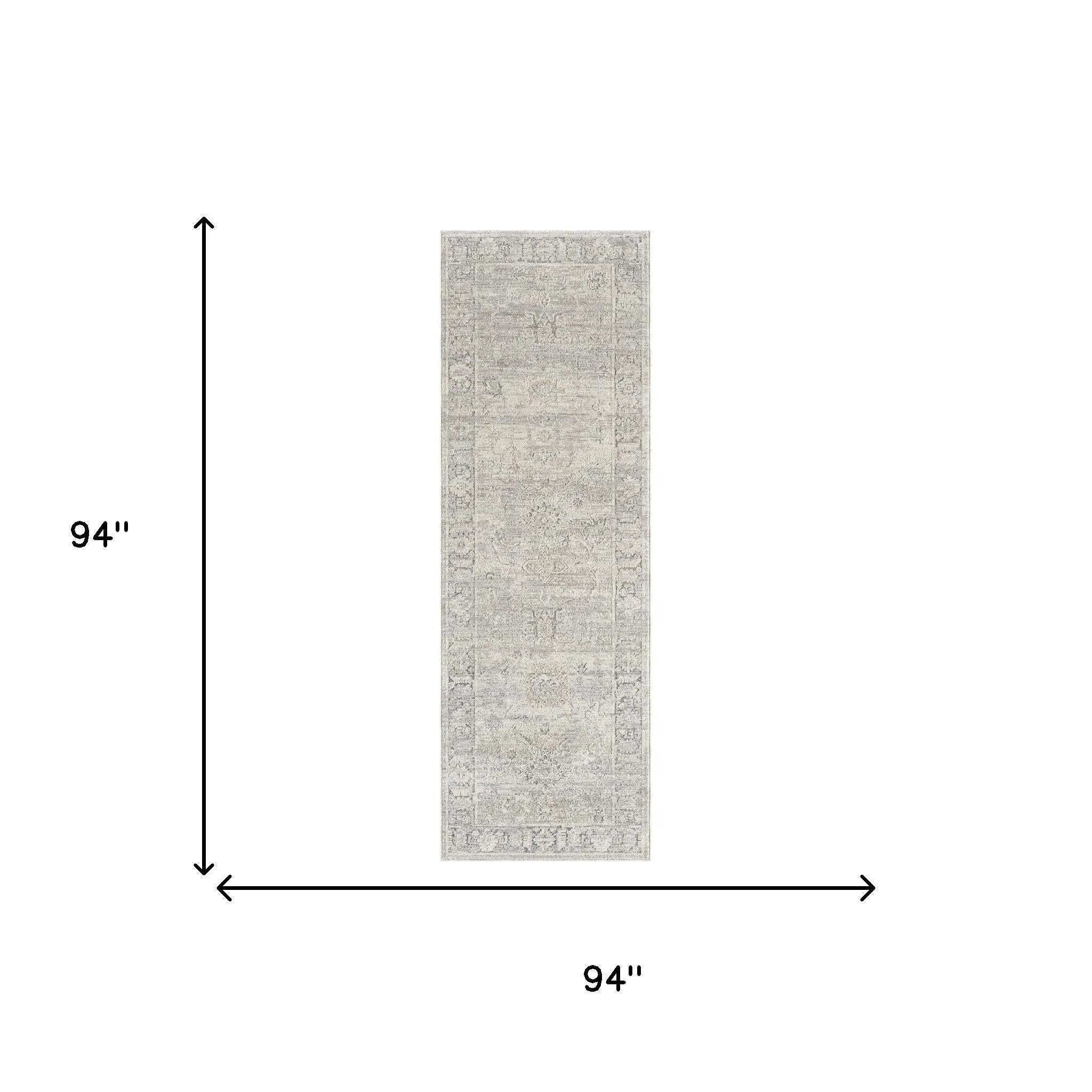 8' Beige And Blue Abstract Runner Rug Homeroots Home Decor