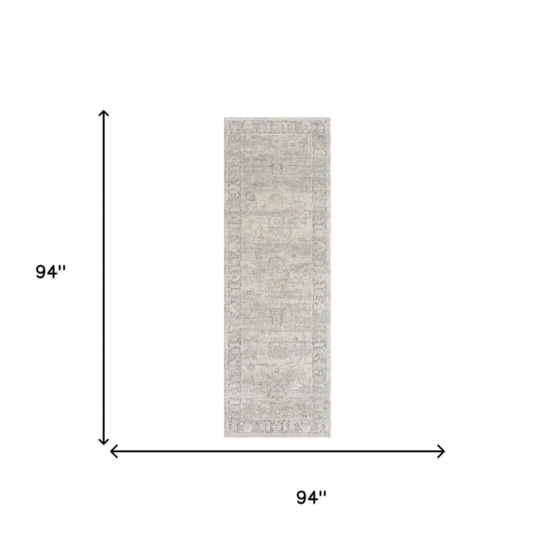 8' Beige And Blue Abstract Runner Rug Homeroots Home Decor
