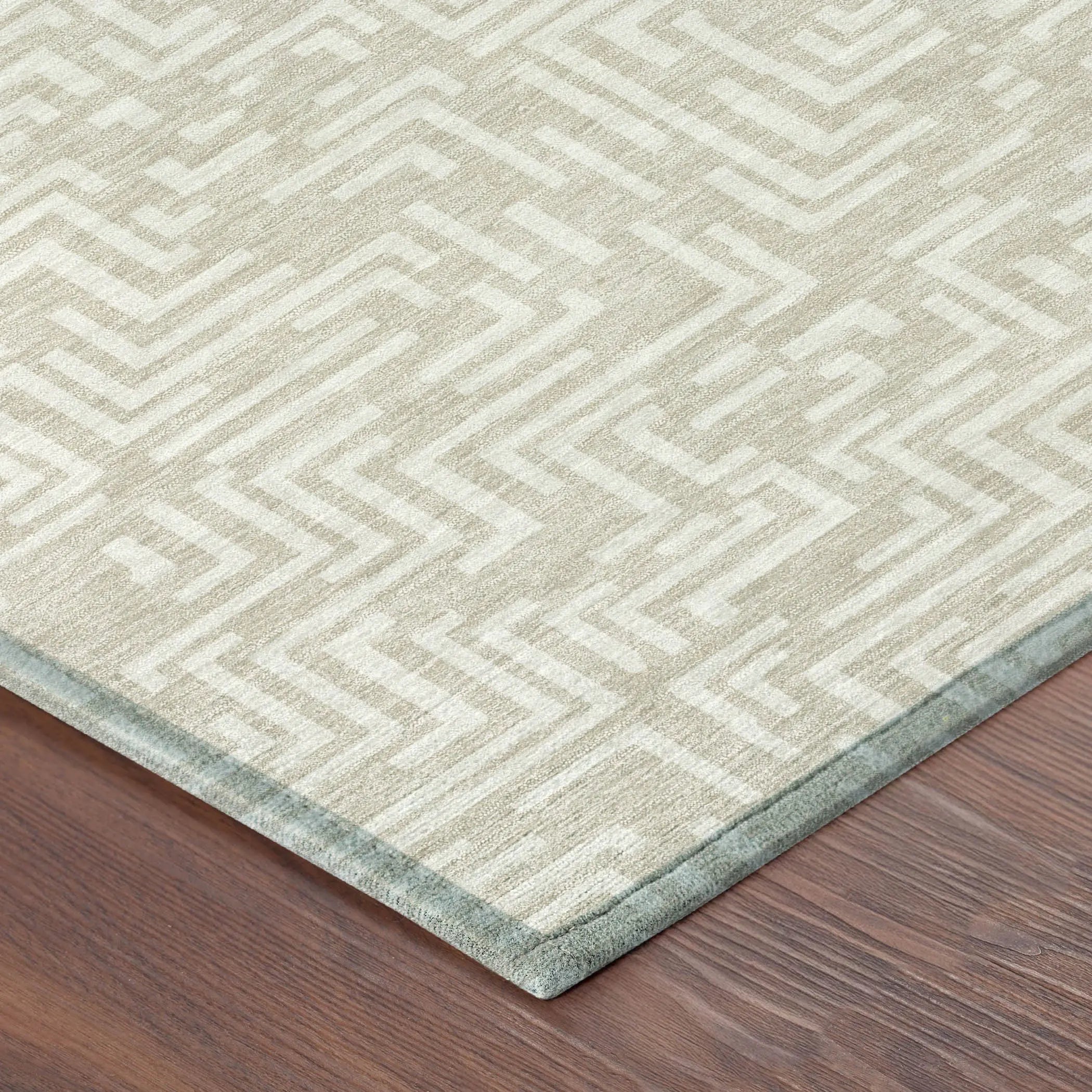 8' Beige And Blue Round Geometric Washable Indoor Outdoor Area Rug Homeroots Outdoor