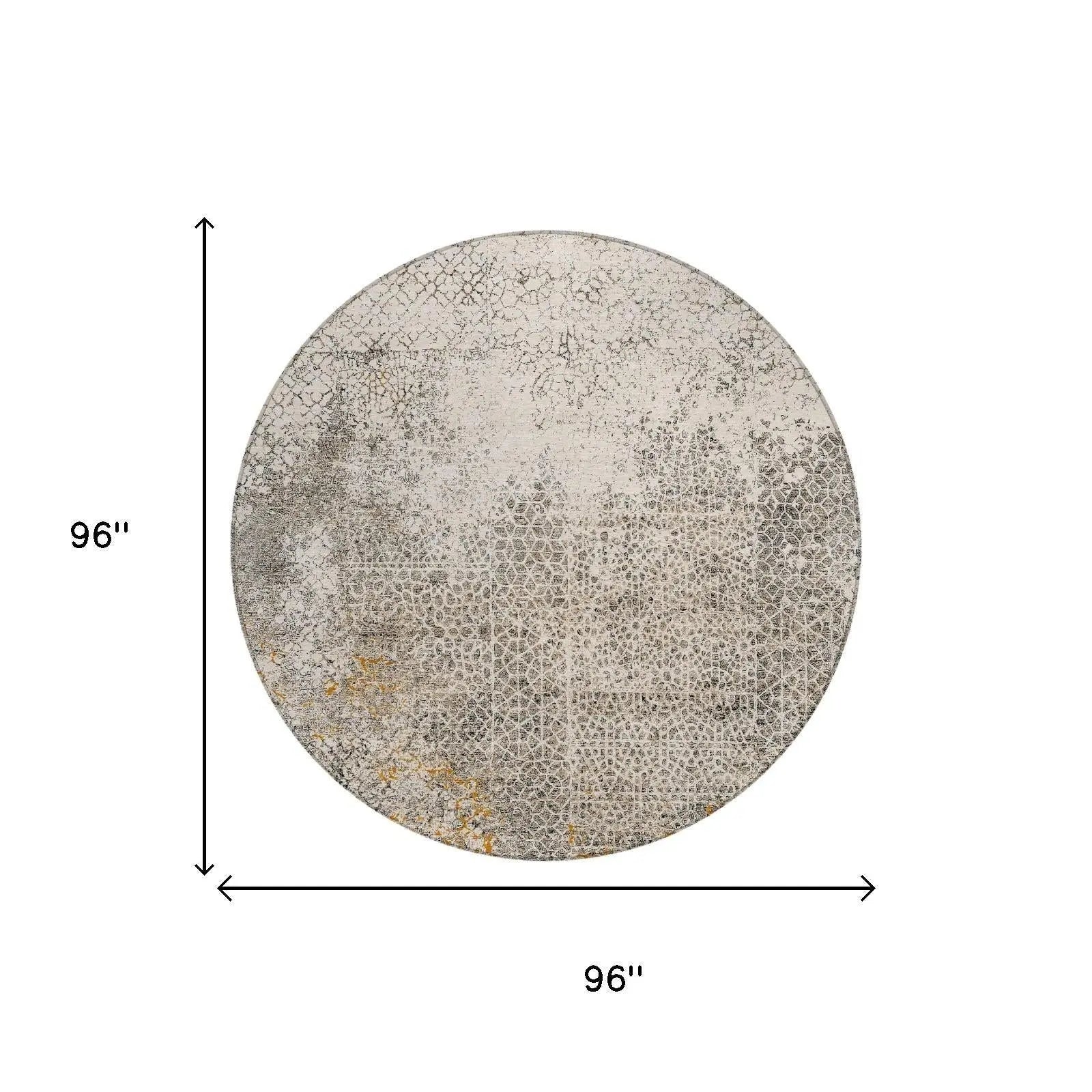 8' Beige And Brown Round Abstract Washable Indoor Outdoor Area Rug Homeroots Outdoor