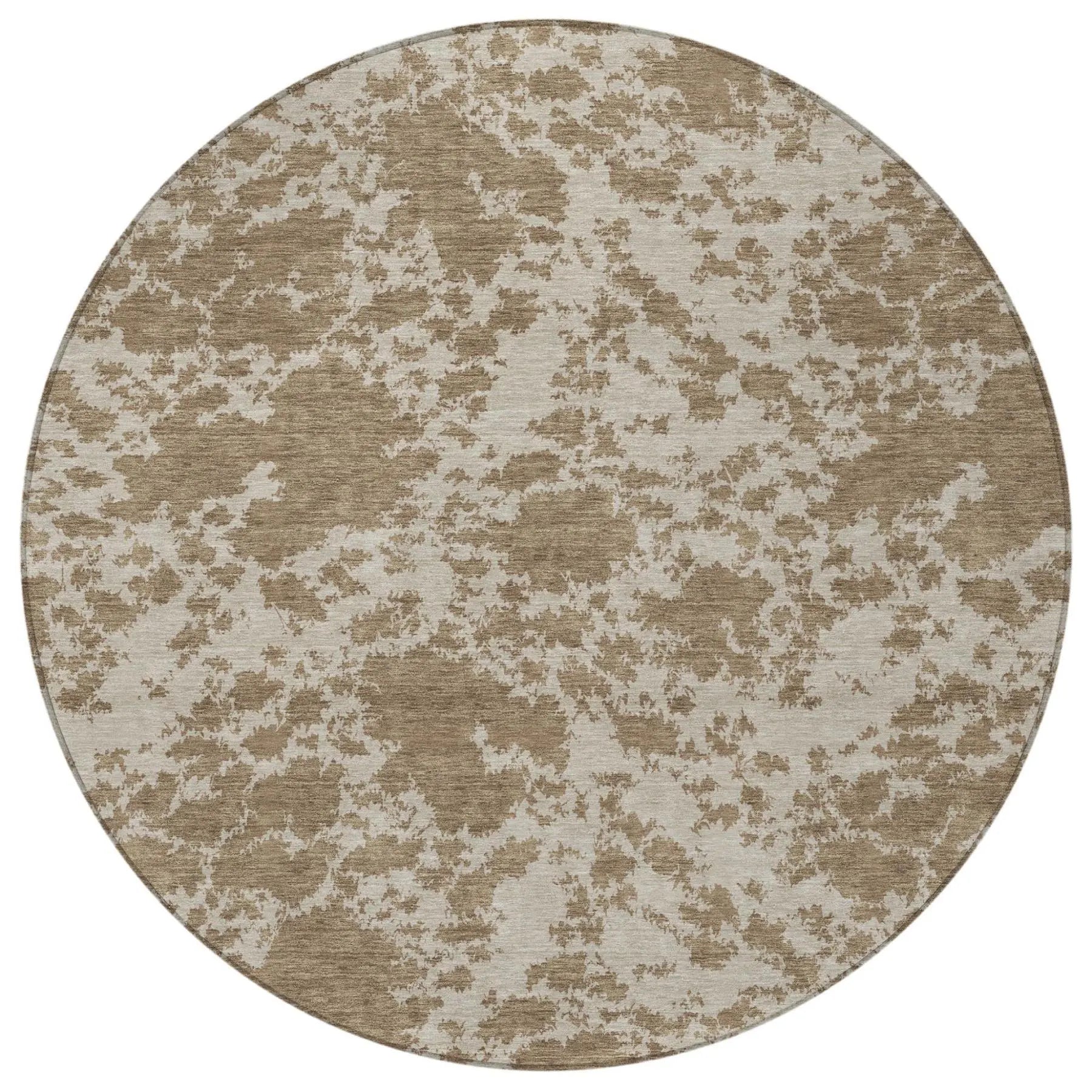 8' Beige And Brown Round Abstract Washable Indoor Outdoor Area Rug Homeroots Outdoor